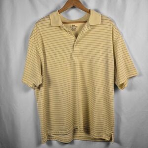PGA Tour Polo Shirt Mens XXL Yellow Striped  Short Sleeve Golf Top
